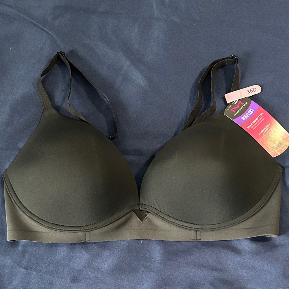 Maidenform Wireless Smart Zone Cups Black Convertible Bra